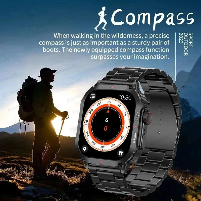 2024 New Sport GPS Rugged Military Smart Watch Men Ftiness Watches IP68 Waterproof 1.95'' AI Voice NFC Bluetooth Call Smartwatch