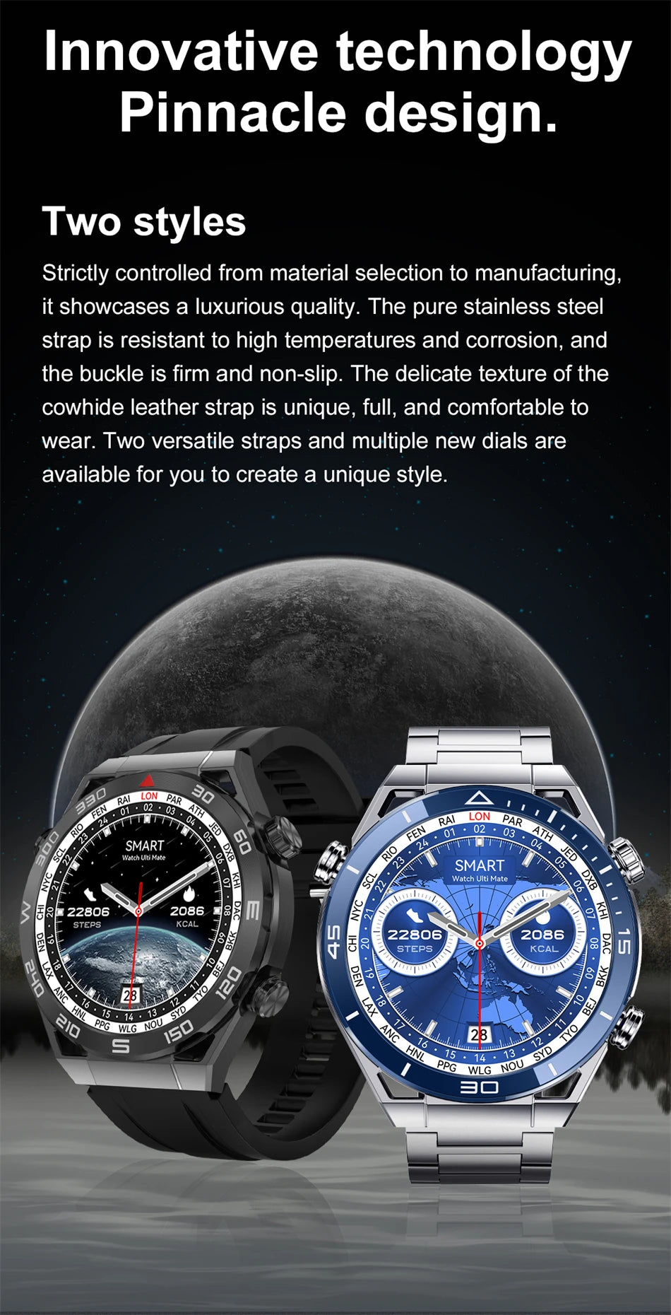 2024 New Sports Ultimate Smart Watch Men For IOS ECG Voice Call Compass NFC Smartwatch Support GPS Track IP68 Waterproof Watches