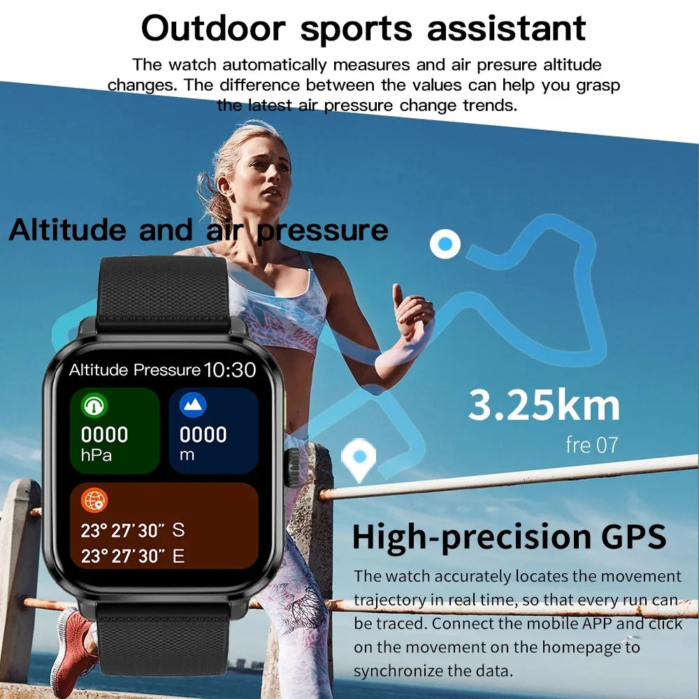 2024 New Smart Watch Men Always-on Screen Bluetooth Call Sport Watches Women GPS Tracker Compass Altituder Waterproof Smartwatch