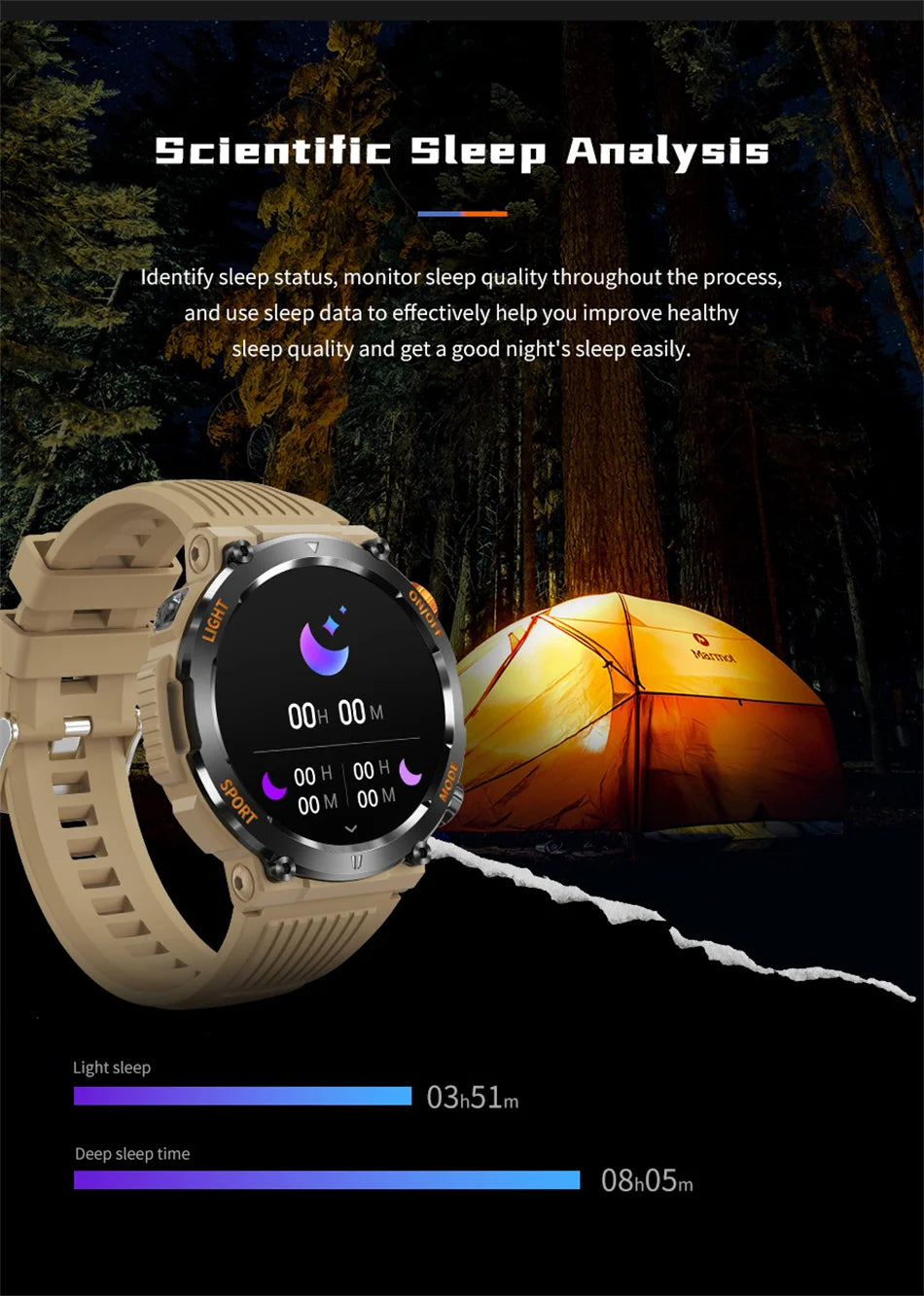 2024 New Men's Smartwatch Compass Outdoor Sports Emergency Light IP67 Waterproof Bluetooth Call Full Touch Screen Smartwatch Men