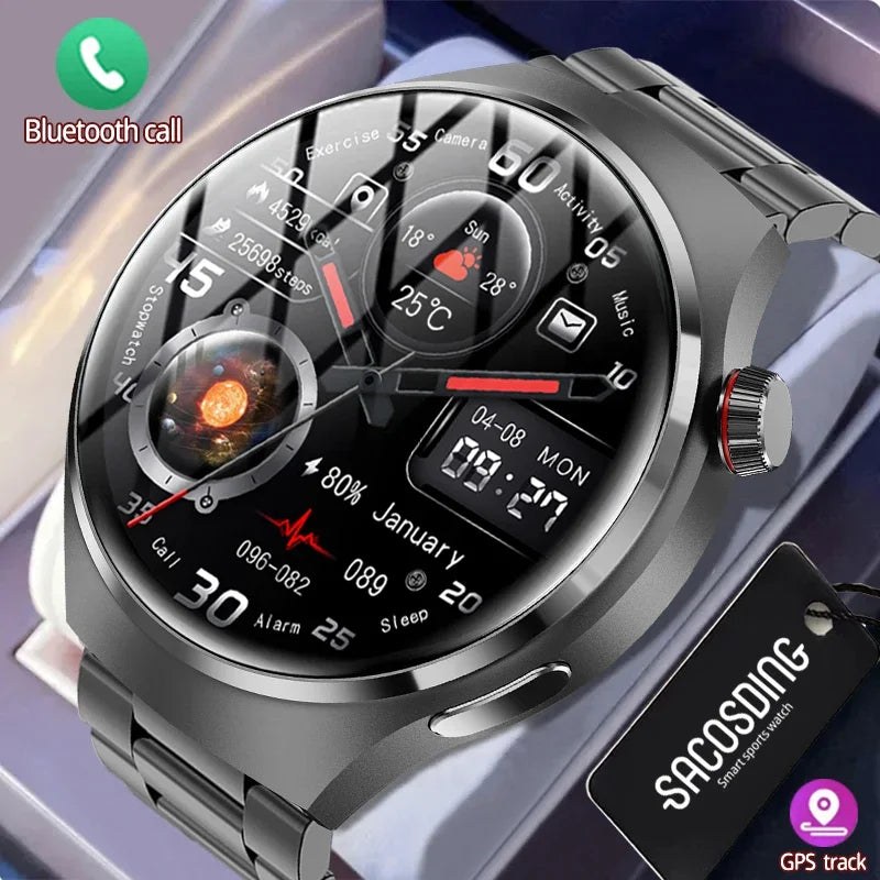 For Huawei Xiaomi Smart Watch Men NFC GPS Tracker AMOLED 360*360 HD Screen Heart Rate Bluetooth Call SmartWatch 2024 Men's Watch