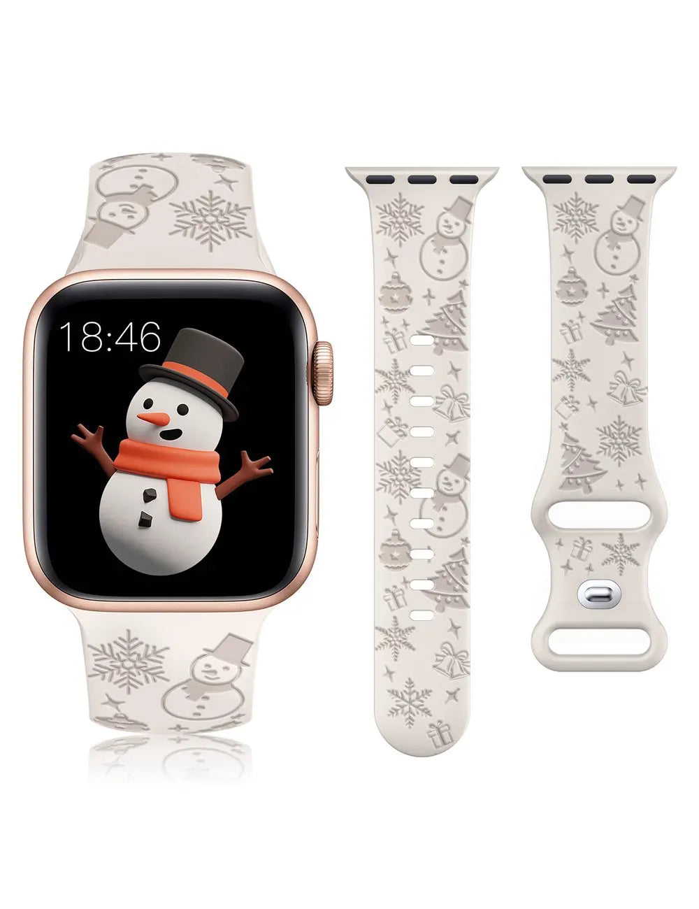 TOYOUTHS Christmas Floral Engraved Band for Apple Watch Band 41mm 40mm 38mm Silicone Strap for iWatch Ultra 9/8/7/SE/6/5/4/3/2/1