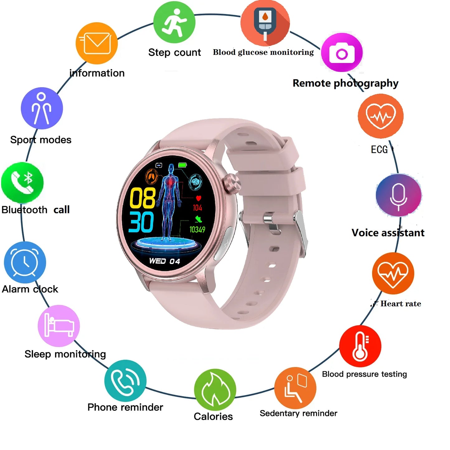 Smart Watch 2024 Bluetooth Call Health Data Monitor Activity Tracker Smart Watch For Android Apple Smartwatch For Men And Women