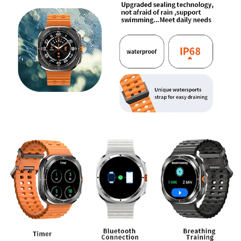 2024 New For Samsung Galaxy 7 Ultra AMOLED Smart Watch Men Blood Oxygen Heart Rate Bluetooth Call Sports Tracker Women GPS NFC