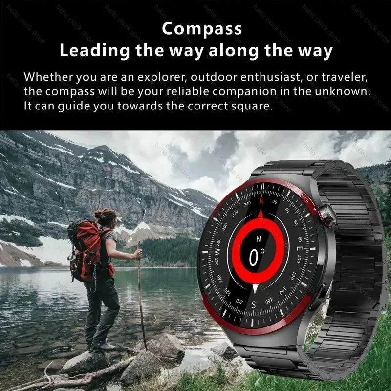 For Huawei Smartwatch 2024 Hello Clock AMOLED 4G ROM NFC Compass Bluetooth Call Sports Smart Watch Men Women PK 3 Plus GT 4 Pro