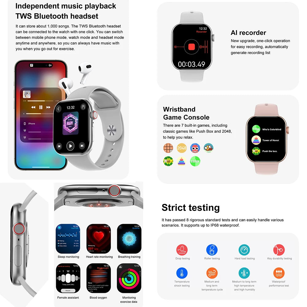 New GPS Smart Watch Men Series 10 For Apple Watch 10 Always On Display 4GB Memory BT Call NFC Women Smartwatch For IOS Android