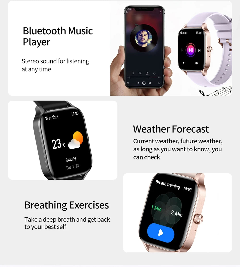 Smart Watch 2024 Last Generation For Women Men Sleep Monitoring Multiple Sports Modes Bluetooth Call Compatible With Iphone