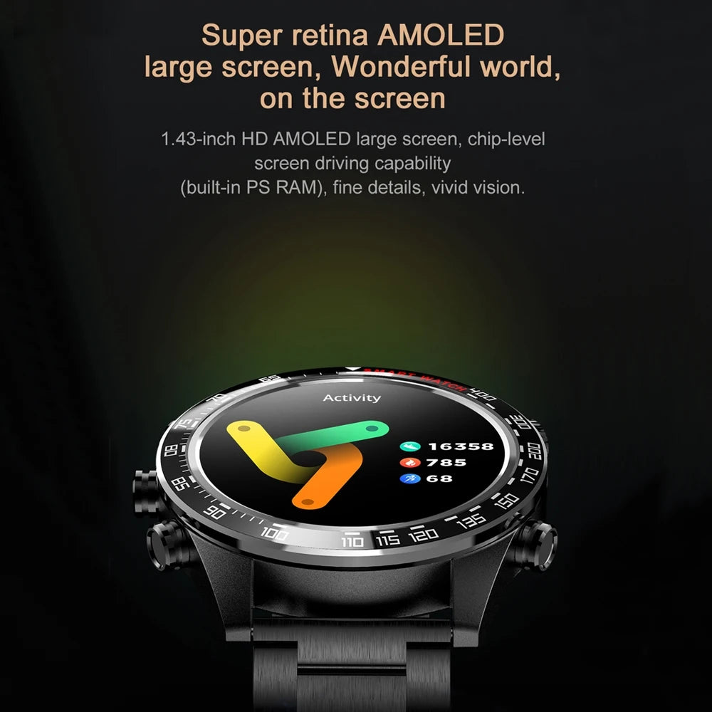 2024 New Men's Smart Watch AMOLED Screen Moment Display Time 400 MAH Ultra Capacity Battery Bluetooth Call Smartwatch Men Women