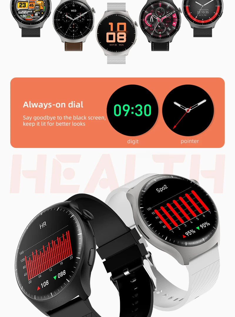 2024 New Best HD Screen Smart Watch Women Men Heart Rate Blood Oxygen Health Testing Bluetooth call Multifunctional SmartWatch