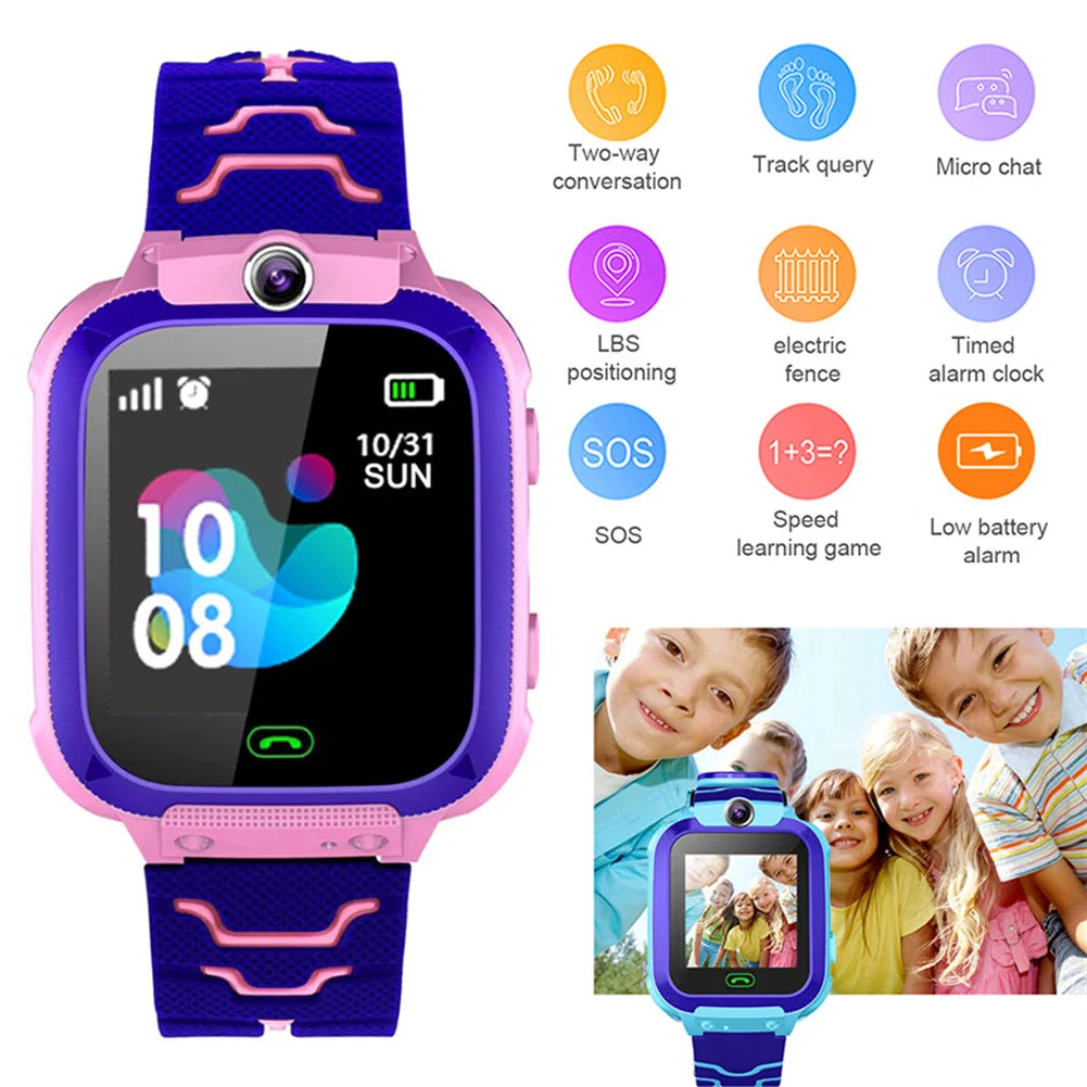 Q12B Kids Smart Phone Watch With Camera Alarm Clock Flashlight Voice Chatting Kids Watches Gift For Boys Girls