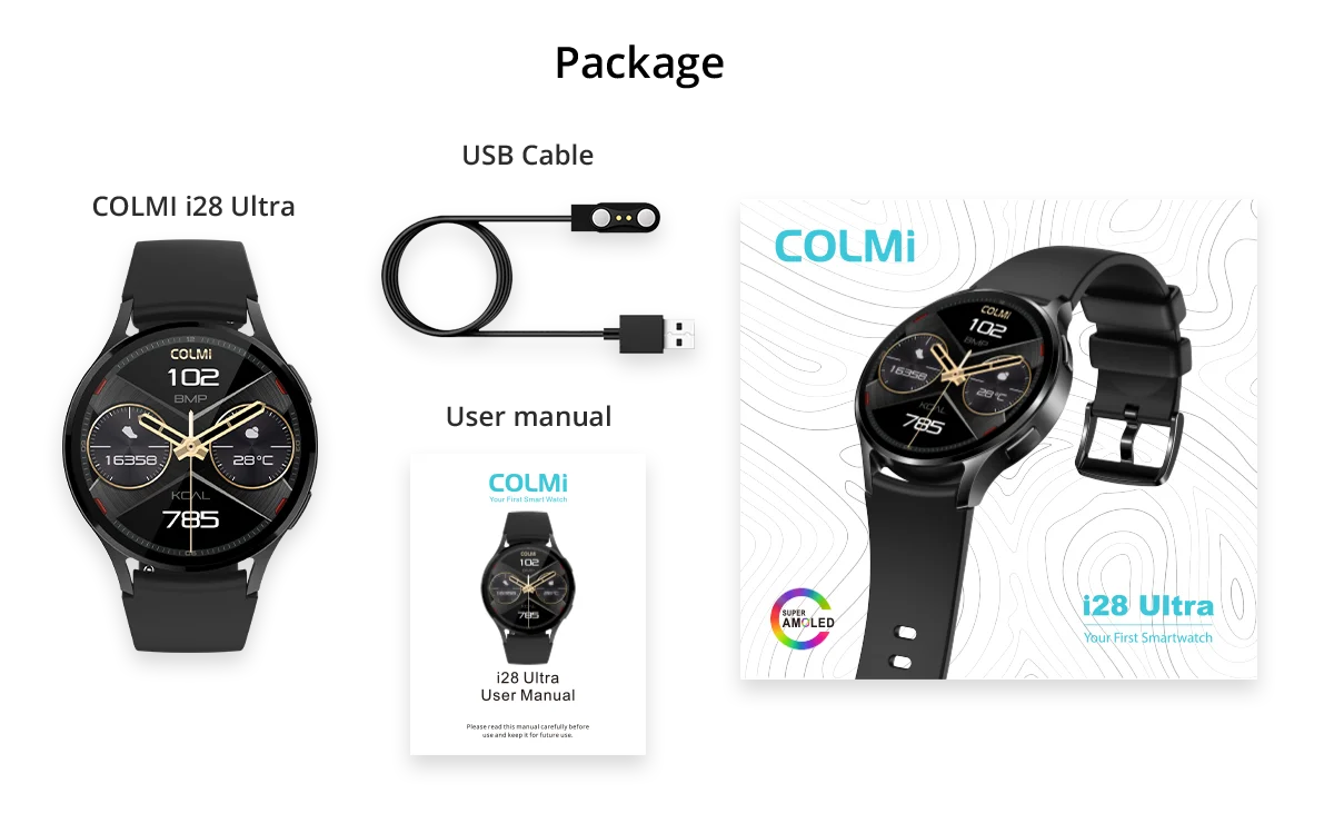 COLMI i28 Ultra AI Smartwatch AMOLED Display, Built-in AI Da-GPT, Muslim Prayer, Bluetooth Call Watch, Smartwatch For Men Women