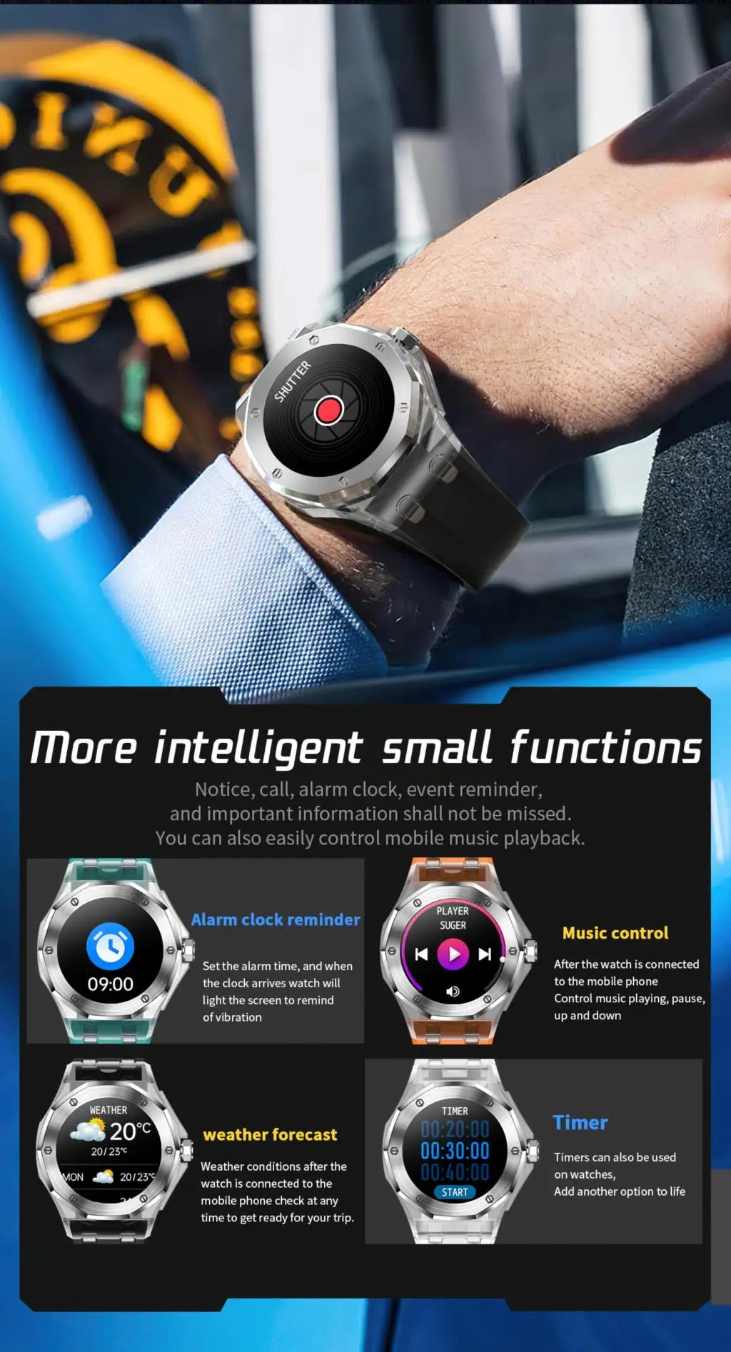 2024 New Smart Watch Men Ice Transparent Case Blue Tooth Call Music Playback Games 3ATM Waterproof Sports Women Smartwatch