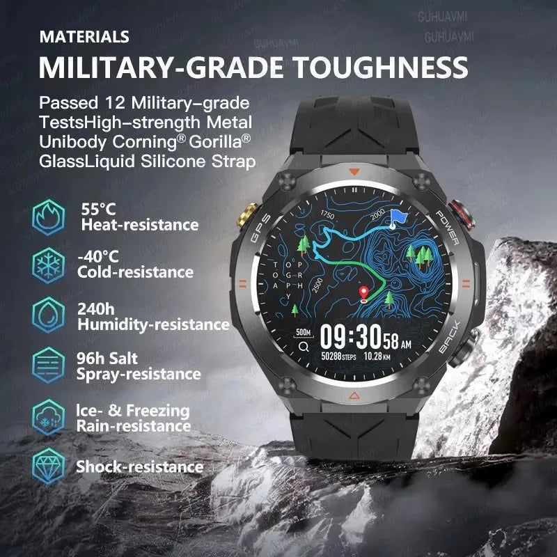 2024 For Huawei Rugged Military Smart Watch Men Sports Ftiness GPS Watches Waterproof 600mAh AI Voice Bluetooth Call Smartwatch