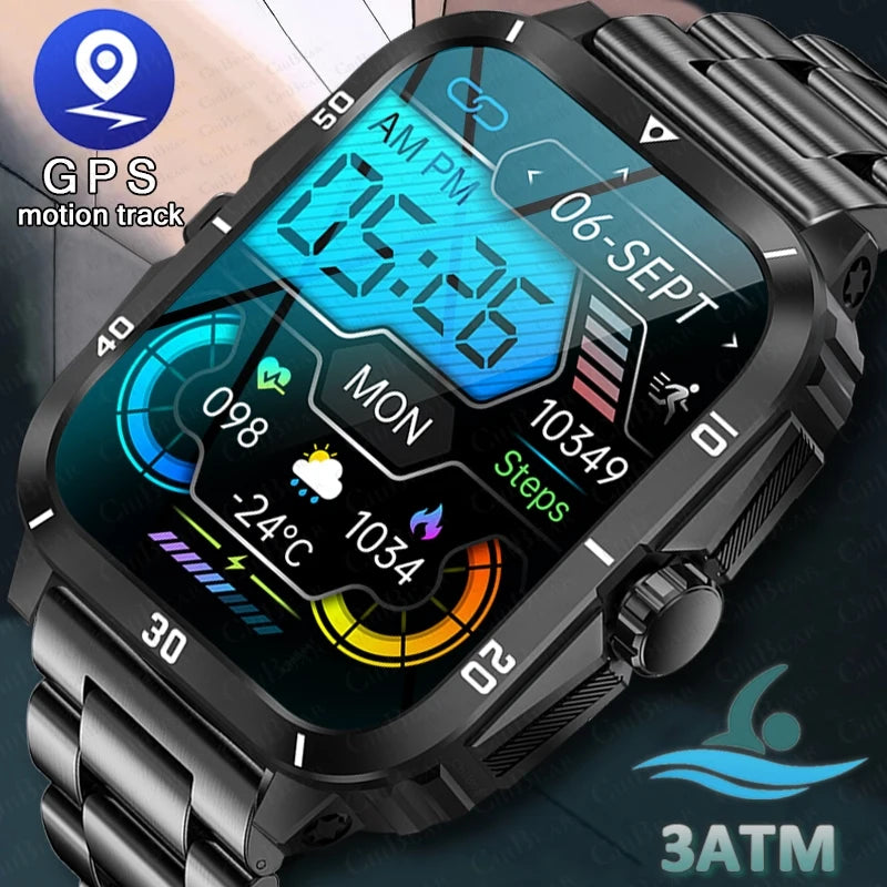 2024 New Outdoor Sports Smart Watch Men 430 mAh Battery 3ATM Waterproof Sports Watches 1.96 inch Bluetooth Call Smartwatch Man