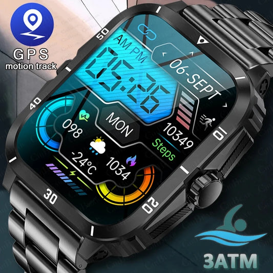 2024 New Outdoor Sports Smart Watch Men 430 mAh Battery 3ATM Waterproof Sports Watches 1.96 inch Bluetooth Call Smartwatch Man