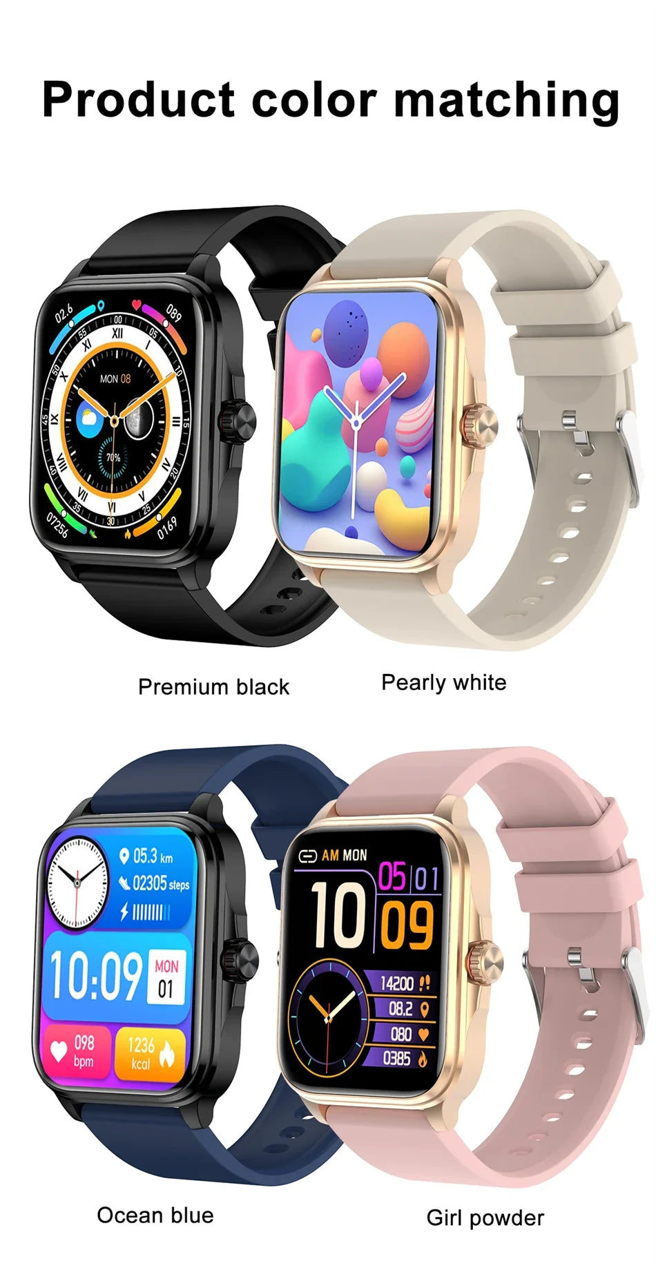 T90 Smartwatch 2024 Woman Smart Watches Women Rose Gold Wrist Watch Bluetooth Call Fitness IP68Waterproof Watch for Android iOS