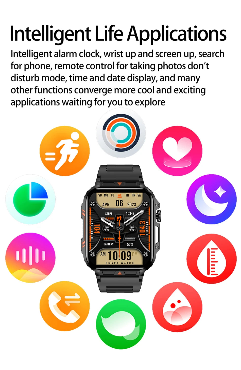 2024 New Smartwatch 1.95" Screen Health Monitoring Watches IP68 Waterproof Sports Fitness Smart Watch For Men Women Reloj Hombre