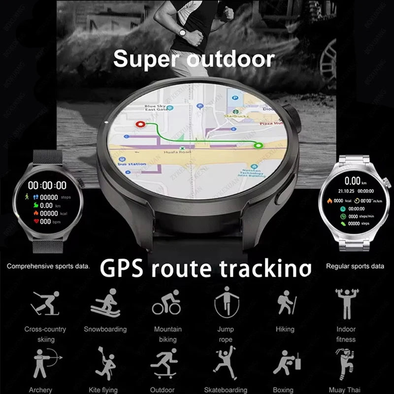 For HUAWEI Sports Waterproof Smart Bracelet Men Watch GPS NFC Compass 1.85 inch AMOLED Screen Bluetooth Call Smartwatch 2024 New