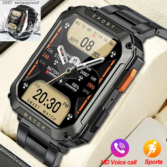 Men Smart Watch For Android IOS Fitness Watches IP67 Waterproof Military Healthy Monitor AI Voice Bluetooth Call Smartwatch 2024