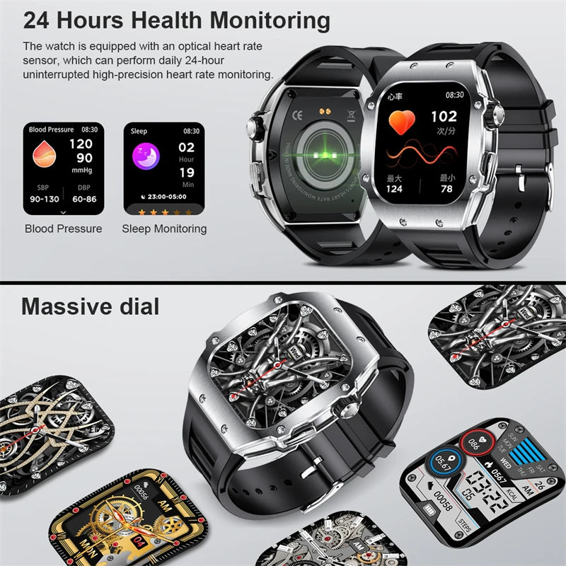 2024 Men Smart Watch 1.91inch Full Touch AMOLED Screen 400mAh Large Battery Waterproof Bluetooth Call Smartwatch For Android ios