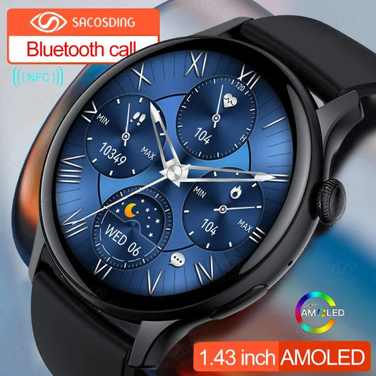 2024 New Smartwatch Women 466*466 AMOLED Screen Always Display Time Bluetooth Call Custom Dial Sports Smart Watch For Women Men