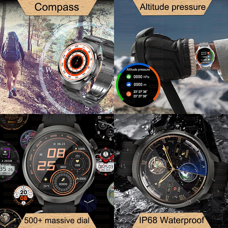 For HUAWEI GPS NFC Smart Watch Men 1.85'' AMOLED Screen Heart Rate Bluetooth Call IP68 Waterproof Sports Fitness Smartwatch 2024