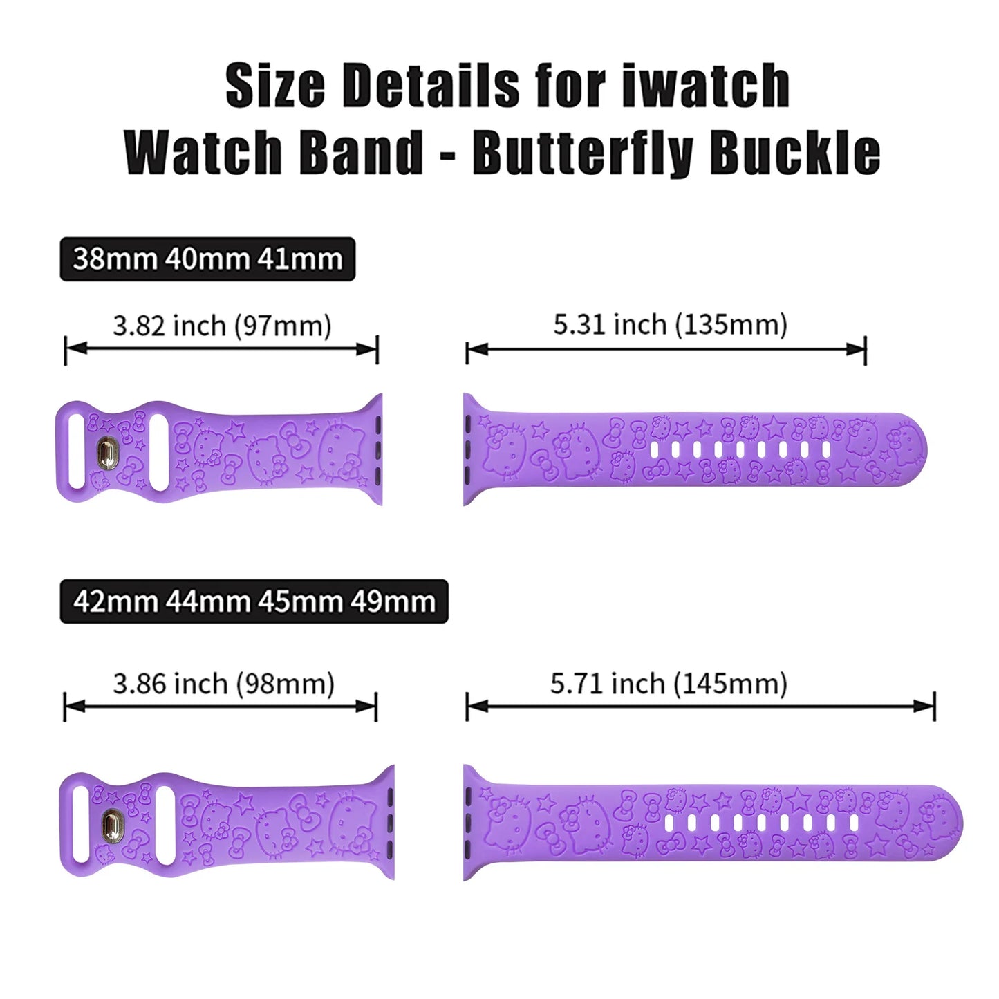 Sanrio HelloKitty For Apple Watch Bands 40mm 41mm 38mm Silicone Sport Bracelet IWatch Strap Series SE 9 8 7 6 5 3 4 Ultra 2 Gift