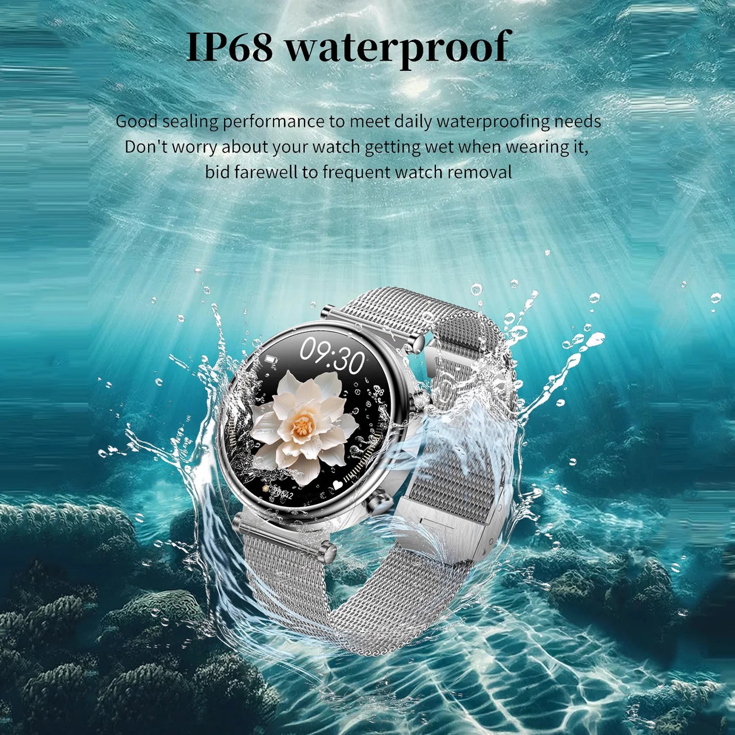 2024 Fashion Smart Watch for Women Lady Health Monitoring 1.27inch Screen IP68 Waterproof BT Calling Diamond Fashion Smartwatch