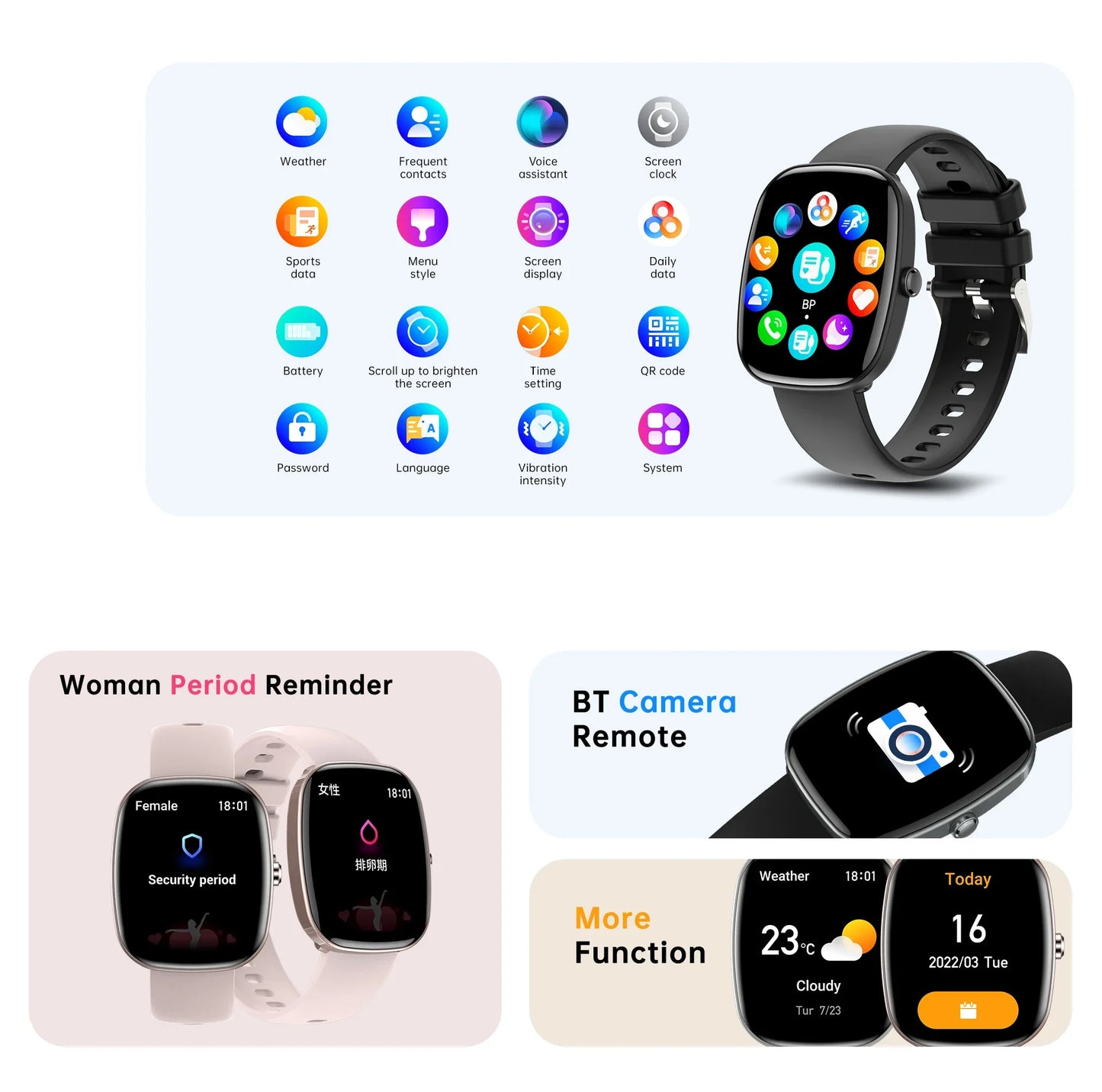 2024 Bluetooth Call Smart Watch NFC Function Weather display  Waterproof Sport Watch For Women Men Blood pressure Smartwatch