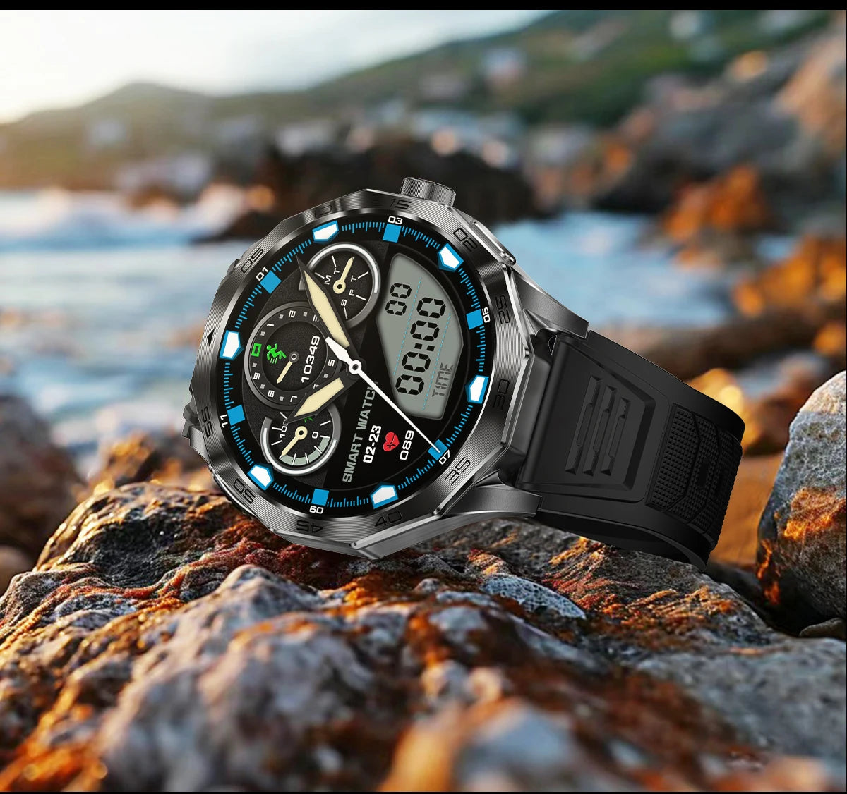 2024 New Men Compass Smartwatch Bluetooth Call GPS Track 400+ Free Dial 1.85" Ultra AMOLED Screen Waterproof Sports Smartwatch