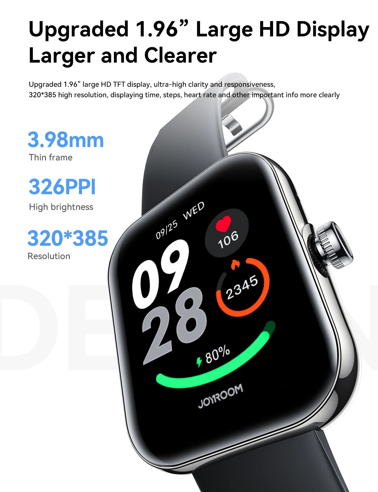 2024 New Smart Watch 1.96 inch HD Screen Health Tracker Sports Voice Bluetooth Call Smartwatch Women Man JR-FT5 Plus