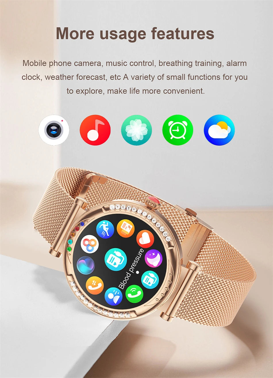 2024 Bluetooth Call Smart Watch Women Custom Dial Smartwatch For Android IOS Waterproof Music Watches Full Touch Bracelet Clock