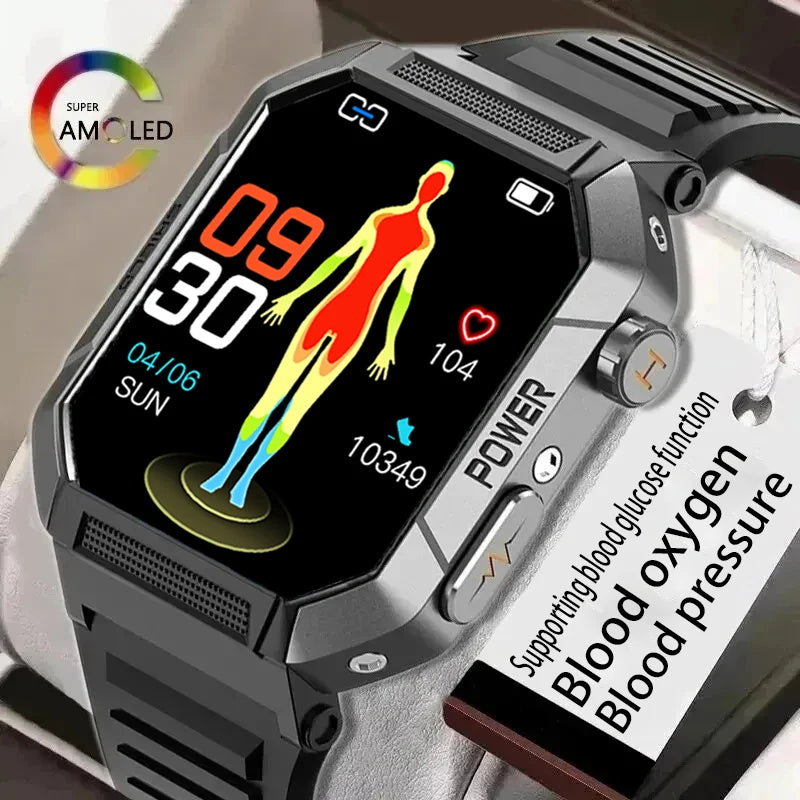 2024 New Men Smart Watch Sports Waterproof Smartwatches Heart Rate Blood Pressure Temperature Monitoring Smart Watches for Men's