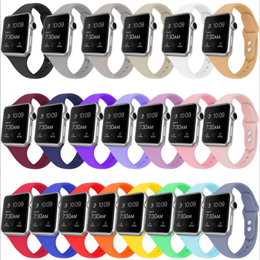 Slim Silicone Strap for Apple Watch Band 44mm 40/42mm 45/41mm 38 44 MM bracelet iWatch series 8 7 6 5 SE 4 3 9 10 ultra 3 2 49mm