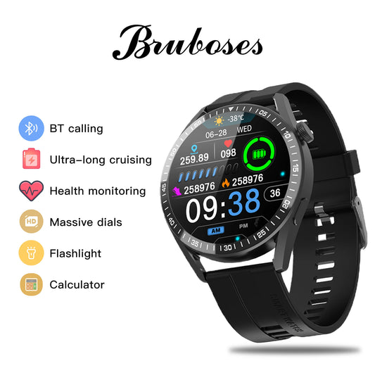 Smart Watch Men Women Bluetooth Call BRUBOSES Waterproof Health Monitoring Classic Round Smartwatches For IOS Android 2024 New