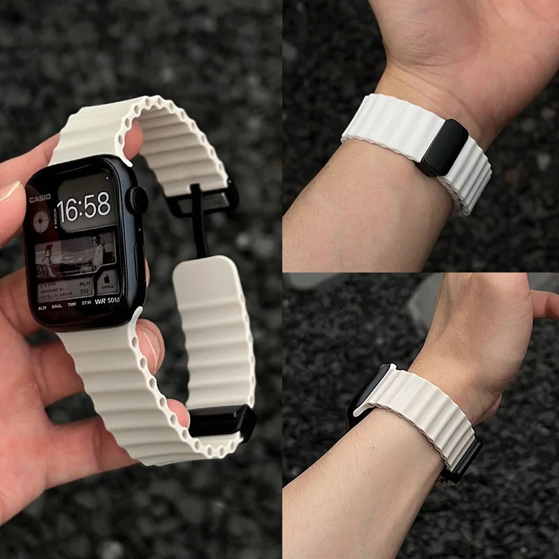 Ocean Strap for Apple Watch 9 8 7 Ultra Band 49mm 45mm 44mm 41mm 42mm 40mm Silicone Magnetic Sport Bracelet iWatch Series 6 se 5