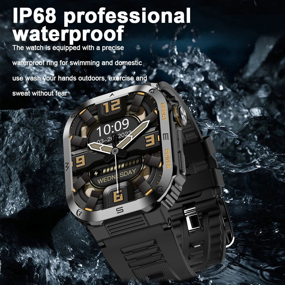 New Rugged Military Smart Watch Men For Android Xiaomi Ios 3ATM Waterproof Sport Fitness Ai Voice Outdoor Men's Smartwatch 2024