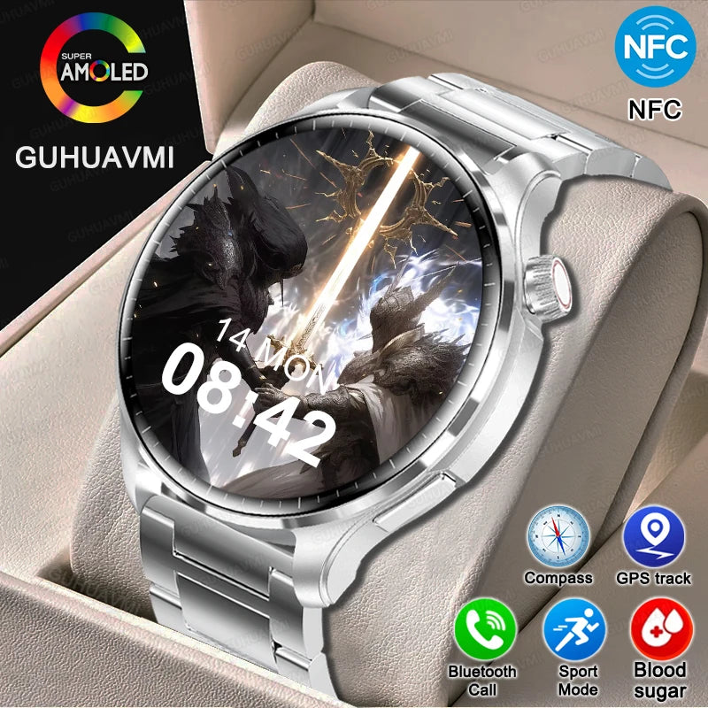 2024 High Precision GPS Smart Watch Men 360*360 HD Screen Heart Rate Blood Glucose IP68 Waterproof NFC Bluetooth Call Smartwatch