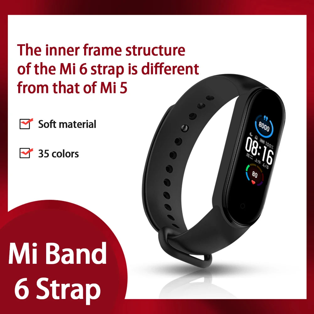 2023 New Watchband For Mi Band 5 Bracelet Xiaomi Mi Band 6 Strap Silicone Sport Replacement Wristband Smartwatch Accessories