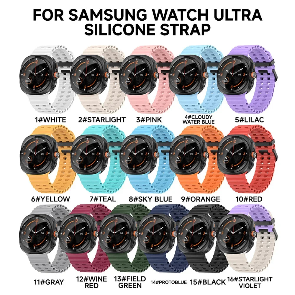 Breathable Strap For Samsung Galaxy Watch 7 Ultra 47mm Silicone Smart Wristband Bracelet Wrist Band Watch7 Accessories Case