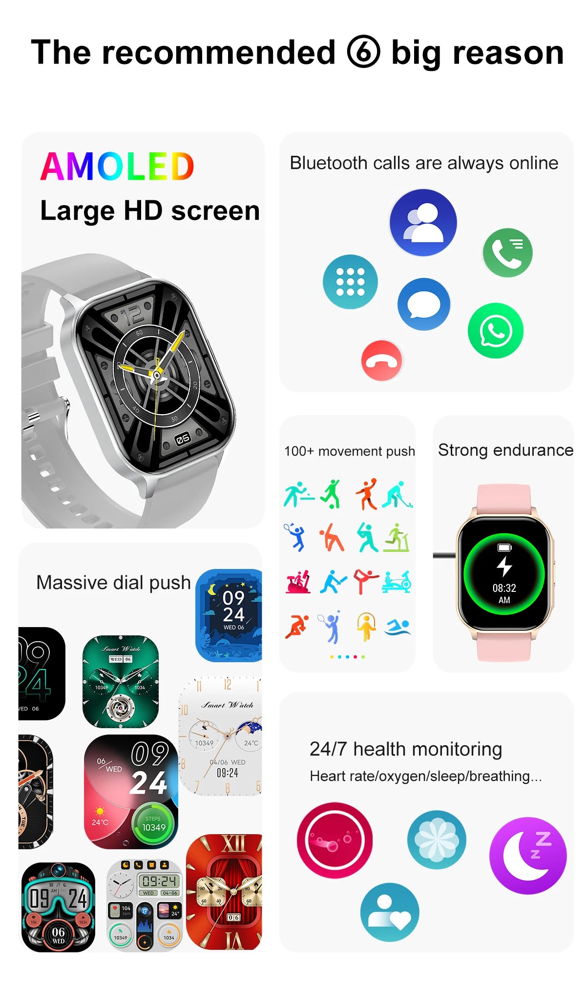 ONEGRA Women Men Smartwatch 2024 New 2.02inch AMOLED HD Screen Bluetooth Call NFC IP67 Waterproof Ai Voice assistant Smartwatch