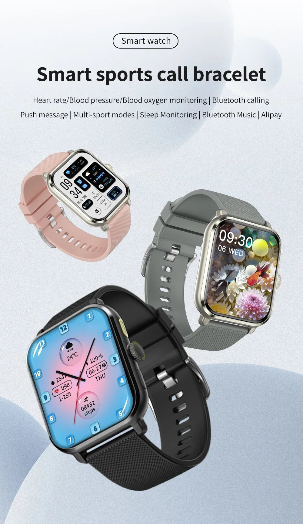 2024 New For Android AMOLED Smart Watch Men Blood Sugar Bluetooth Call GPS Sport Tracker IP68 Waterproof Women Smartwatch Clock