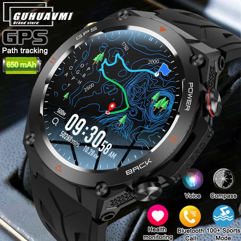 2024 For Huawei Xiaomi GPS Smart Watch Men IP68 Waterproof Fitness Tracker 650 mAh Battery Heart Rate Bluetooth Call Smartwatch