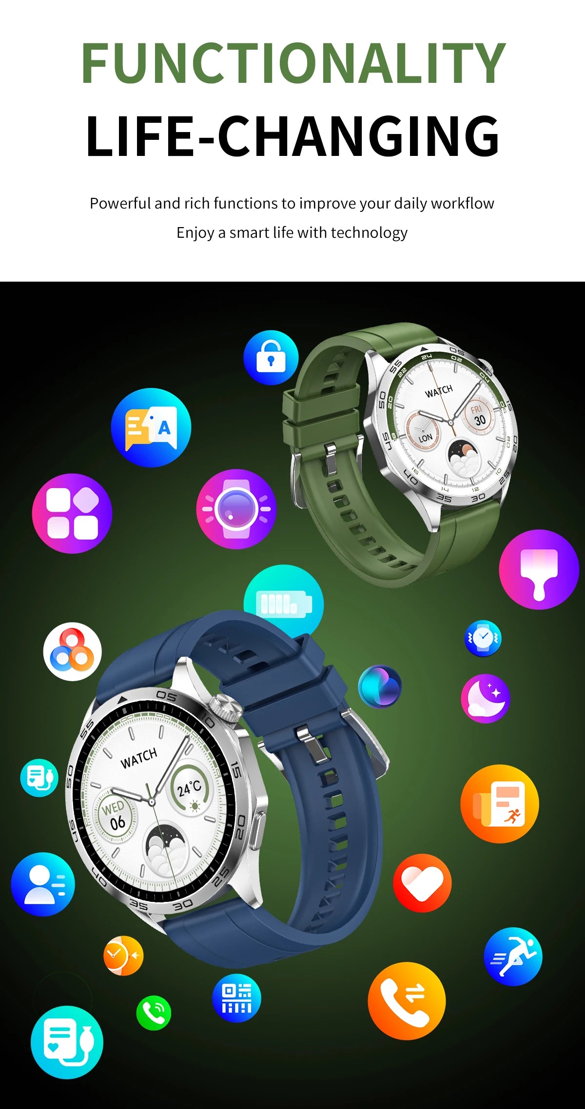 2024 New Original WATCH 4 Pro Smartwatch Men Bluetooth Call 1.43" AMOLED Screen Sports Fitness Watch IP68 Waterproof Smartwatch