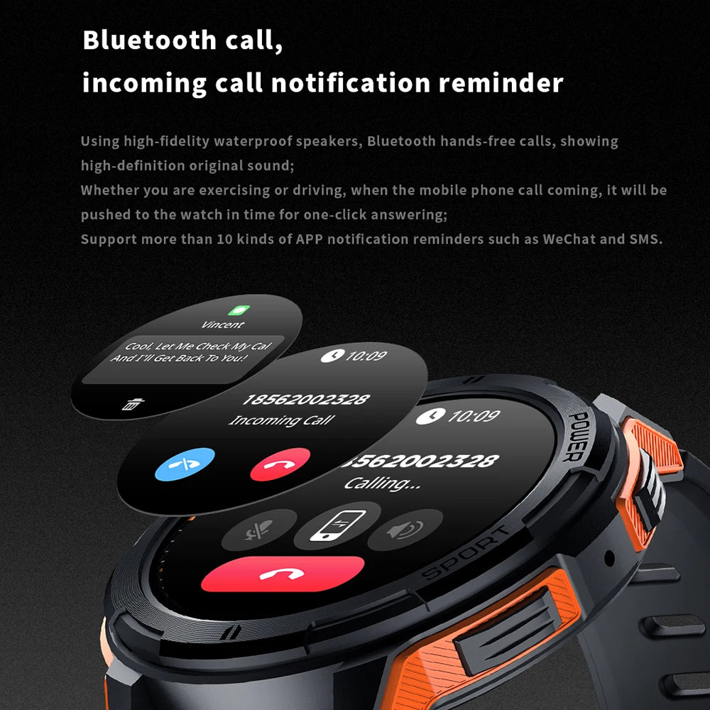 C25 Smart Watches For Men AMOLED Screen 1.43" 1ATM Waterproof Heart Rate Monitor Sports Smartwatch Blue Tooth Call Women Fitness