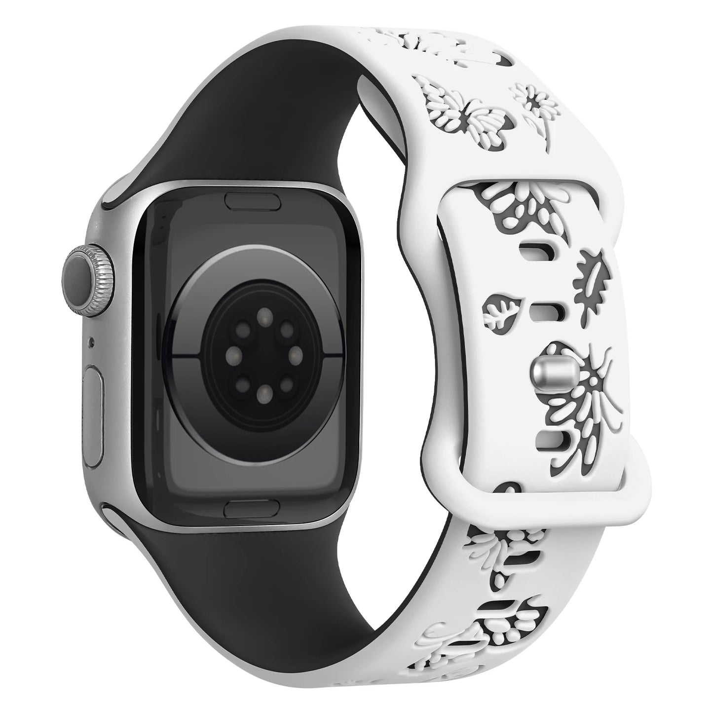 Engraved Strap For Apple Watch Band 45mm 44mm 42mm 41mm 40mm 49mm 38MM Silicone Correa Bracelet Series 8 9 7 SE 6 5 4 3 Ultra 2