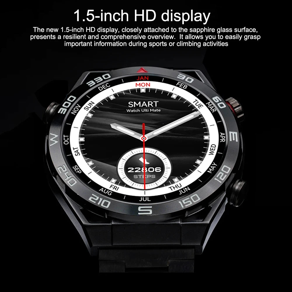 2024 New  NFC Smart Watch Men GPS Sport Track Fitness Watches Outdoor Compass Bluetooth Call HD Full Touch Screen Smartwatch