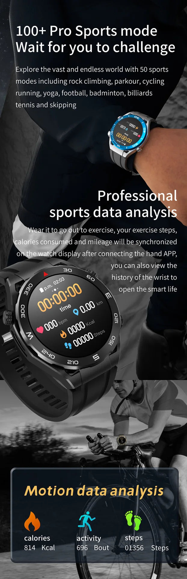 New  smartwatch Bluetooth call Information push Men smartwatch Heart rate health monitoring Sports step recording watch 2024