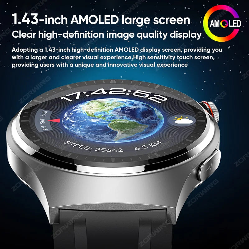 MT200 PPG+ECG Smart Watch Men Watch 4 Pro 1.43" AMOLED Screen Heart Rate Body Temperature Blood Pressure Smartwatch 2024 New