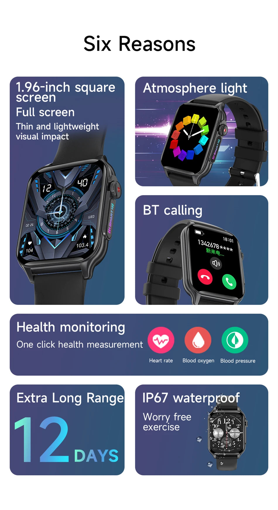 LED Breath Light Smartwatch Men Heart Rate Sport Fitness Watch Waterproof Bluetooth Call SmartWatch Men For Android IOS 2024 New